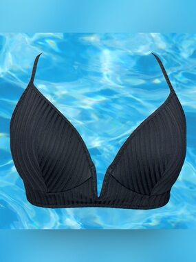 😎 Shade & Shore Black Bikini Halter Swim Suit Top. 36B.